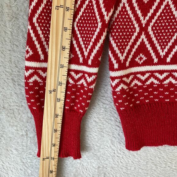 Old Navy Reindeer Fair Isle Christmas Sweater Men Women Size M Red White Holiday - Picture 6 of 8